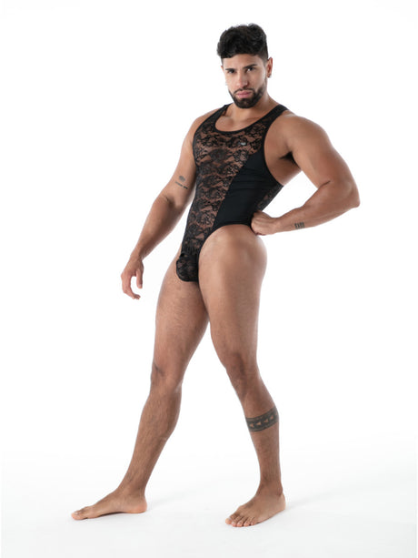 FLUID Spitzen Stringbody schwarz – TOF Paris