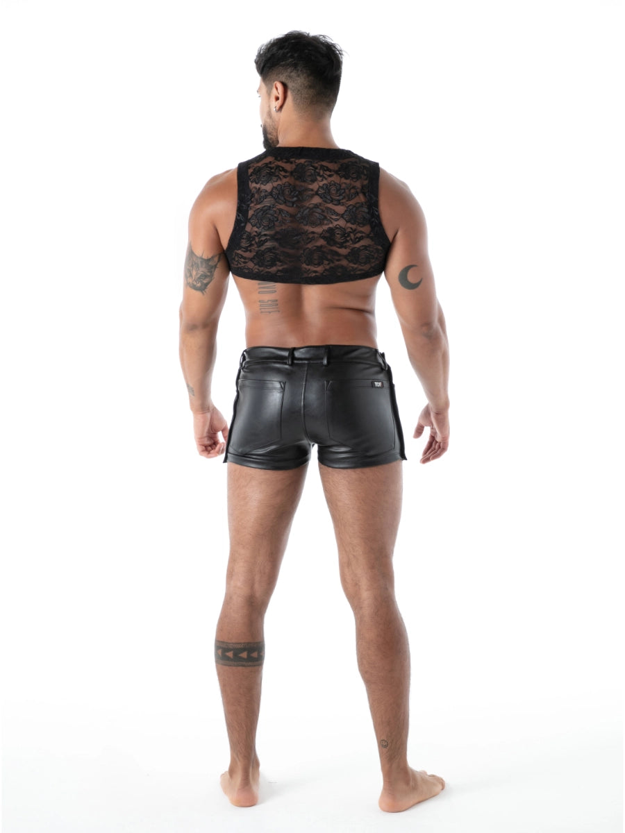 FLUID Spitzen Crop-Top mit Reissverschluss schwarz – TOF Paris