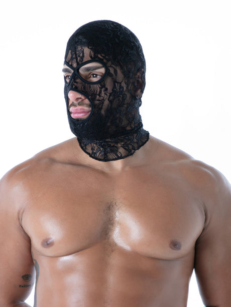Spitzen-Maske schwarz von TOF Paris – Seitenansicht