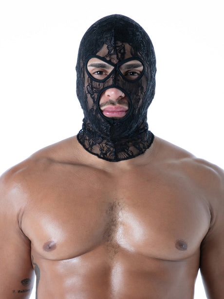 Spitzen-Maske schwarz von TOF Paris – Vorderansicht