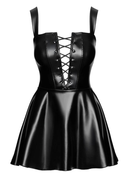 Träger - Minikleid Wetlook – Noir Handmade - Hinreissend