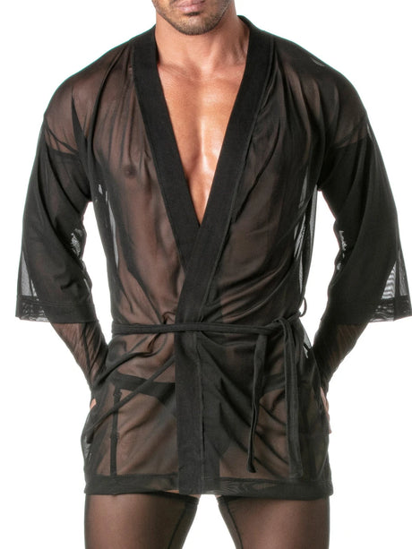 Transgressive Mesh Kimono Schwarz – TOF Paris