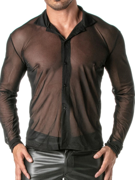 Transgressive Mesh Langarm Shirt Schwarz – TOF Paris