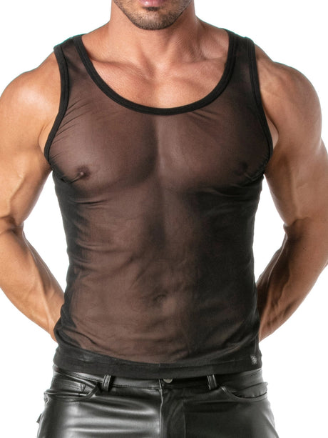 Transgressive Mesh Tank Top Schwarz – TOF Paris