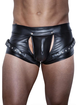 Wetlook Herren-Shorts mit Cut-out Schwarz Herren Detail Schnalle – Noir Handmade