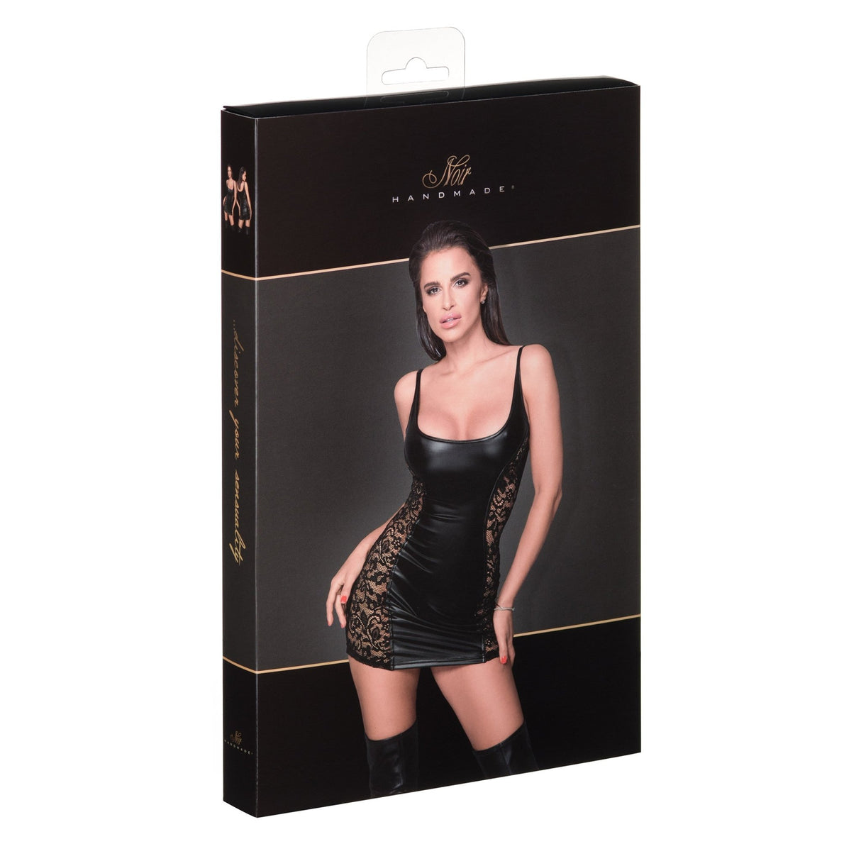 Wetlook Kleid mit Spitze F229 – Noir Handmade - Hinreissend