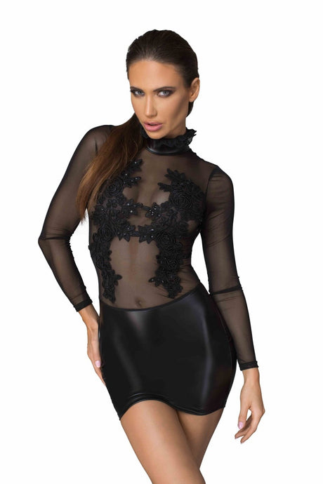 Wetlook Mini - Kleid - Noir Handmade F142 - Hinreissend
