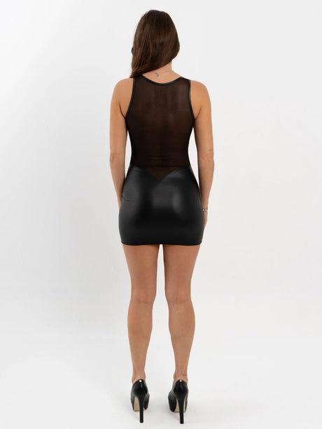 Wetlook - Minikleid mit Mesh - Ausschnitt – Alternativ Plaisir - Hinreissend