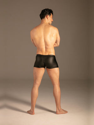 Wetlook Boxer mit Zip Schwarz Herren von hinten – KYNX